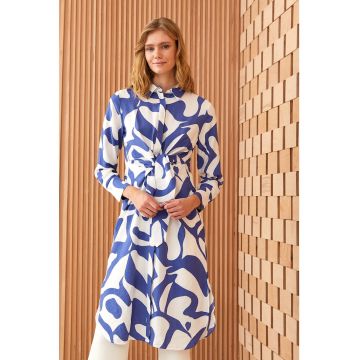 Rochie-camasa midi cu imprimeu