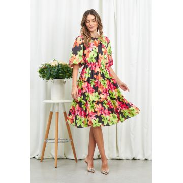 Rochie Cecille Negru Floral