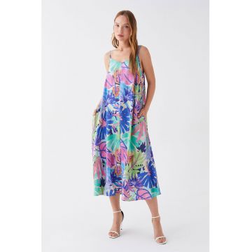 Rochie cu croiala in A si imprimeu floral