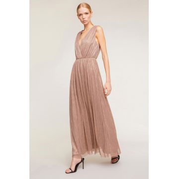 Rochie cu decolteu in V si aspect lucios