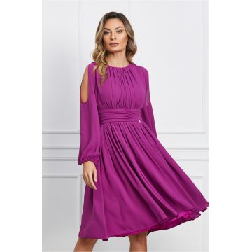 Rochie Dy Fashion magenta cu maneci decupate