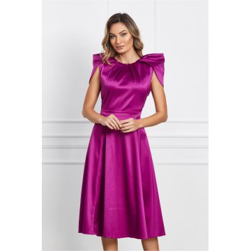 Rochie Dy Fashion magenta cu umeri ascutiti