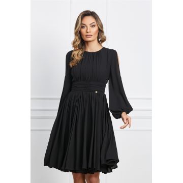 Rochie Dy Fashion neagra cu maneci decupate