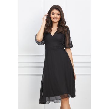 Rochie Dy Fashion neagra vaporoasa din voal