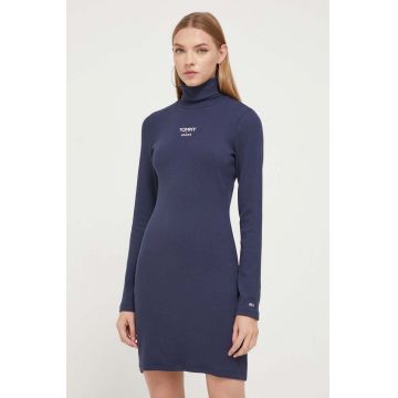 Tommy Jeans rochie culoarea albastru marin, mini, mulata