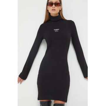 Tommy Jeans rochie culoarea negru, mini, mulata