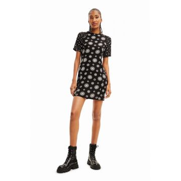 Desigual rochie culoarea negru, mini, drept