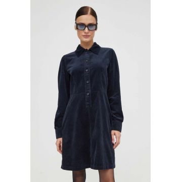 Marc O'Polo rochie din velur culoarea albastru marin, mini, evazati