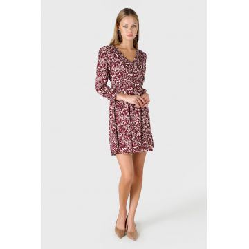 Rochie cu imprimeu abstract si decolteu in V