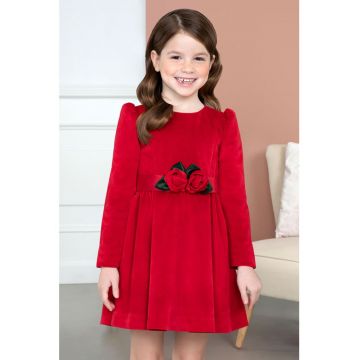 Rochie de catifea cu detalii florale