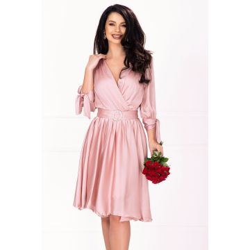 Rochie de ocazie Saray rose in clos cu catarama pretioasa