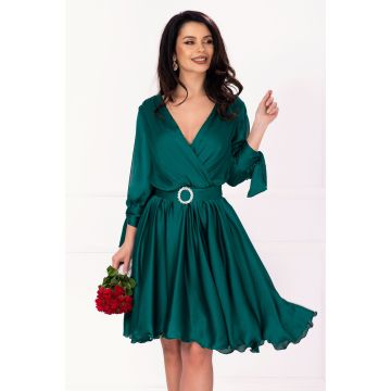 Rochie de ocazie Saray verde in clos cu catarama pretioasa