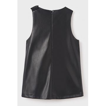 Rochie de piele ecologica cu croiala in A
