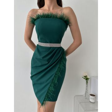 Rochie de stofa cu pene Cod:V8962