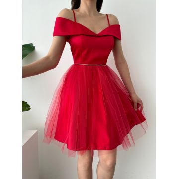 Rochie din satin cu tull Cod:R8939