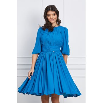 Rochie Dy Fashion albastru petrol cu pliuri