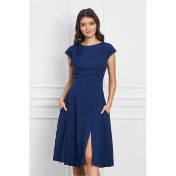 Rochie Dy Fashion bleumarin cu funda si nasturi