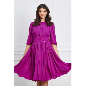 Rochie Dy Fashion magenta cu pliuri