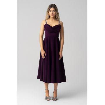 Rochie evazata cu decolteu drapat Lady