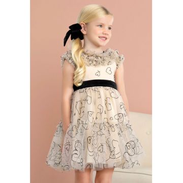 Rochie evazata cu strat exterior de tul