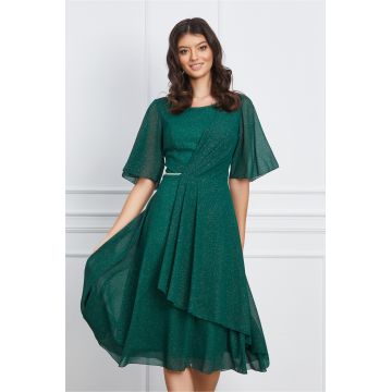 Rochie Mara verde cu glitter