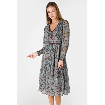 Rochie midi slim fit cu model floral