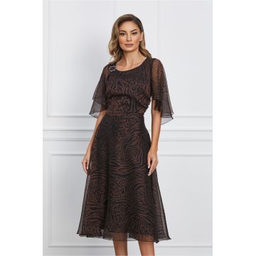 Rochie Miruna maro cu animal print