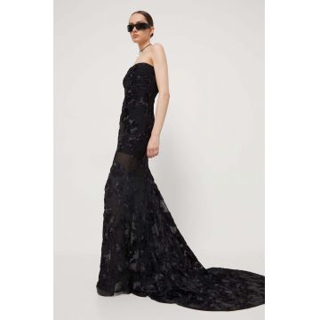 Rotate rochie culoarea negru, maxi, evazati