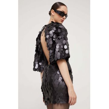 Rotate rochie culoarea negru, mini, drept