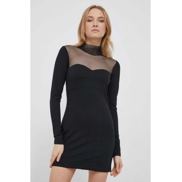 Sisley rochie culoarea negru, mini, evazati