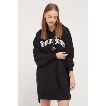 Tommy Jeans rochie culoarea negru, mini, oversize