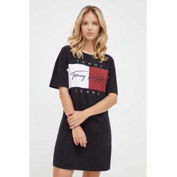 Tommy Jeans rochie de lounge culoarea negru, mini, oversize