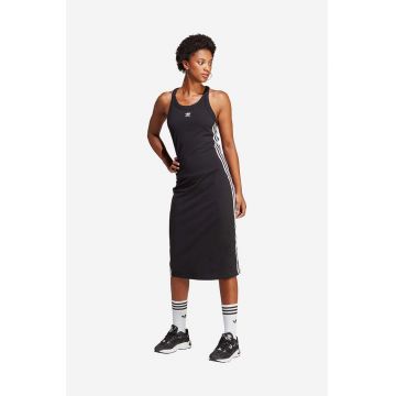 adidas Originals rochie culoarea negru, midi, mulata IC5503-black