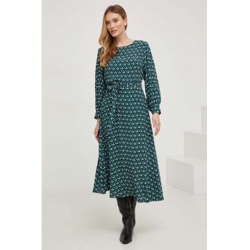 Answear Lab rochie culoarea verde, midi, evazati