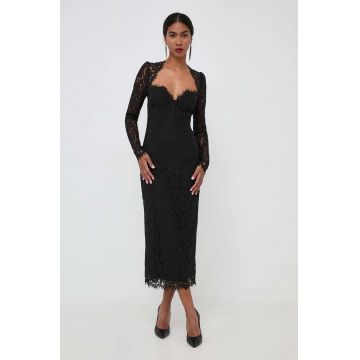 Bardot rochie culoarea negru, maxi, mulata