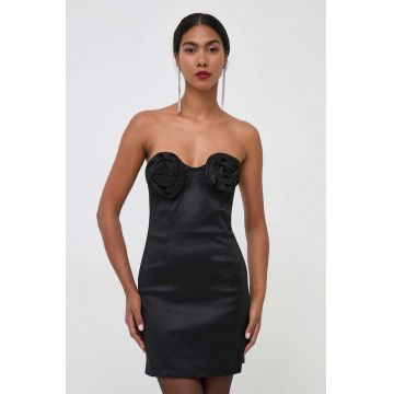 Bardot rochie culoarea negru, mini, mulata