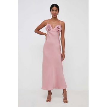 Bardot rochie culoarea roz, maxi, drept