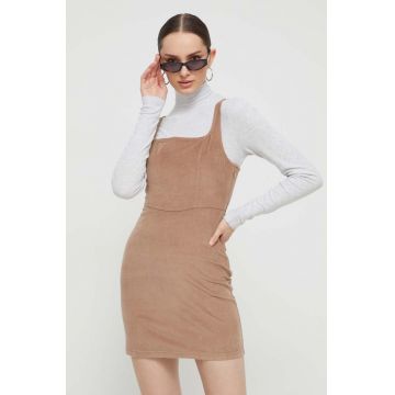 Hollister Co. rochie din velur culoarea maro, mini, evazati