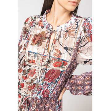Rochie cu imprimeu si snur in talie