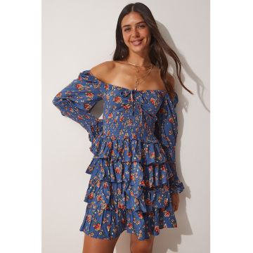 Rochie cu model stratificat si floral