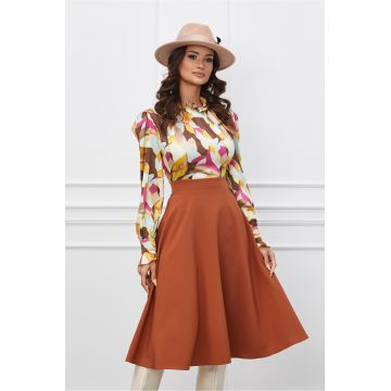 Rochie Dy Fashion clos caramizie cu imprimeu colorat la bust