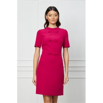 Rochie Dy Fashion magenta cu funde la bust