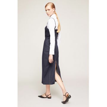Rochie midi din denim cu fermoar pe partea din spate