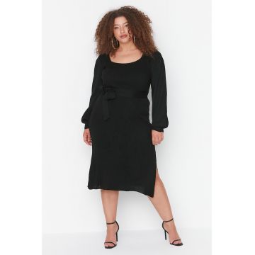 Rochie midi striata si tricotata