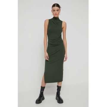 Superdry rochie culoarea verde, midi, mulata