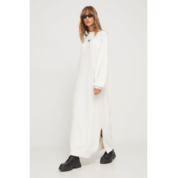 Tommy Jeans rochie din bumbac culoarea bej, maxi, drept