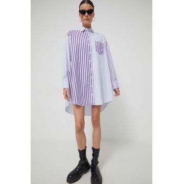 Tommy Jeans rochie din bumbac culoarea violet, mini, oversize