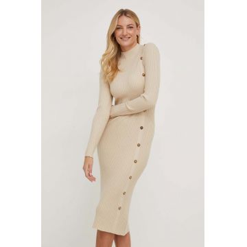 Answear Lab rochie culoarea bej, midi, mulata