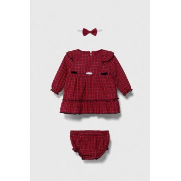 Jamiks rochie din bumbac pentru bebeluși culoarea rosu, mini, evazati