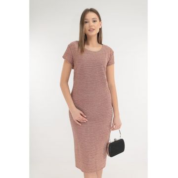 Rochie bej de ocazie cu fir stralucitor